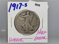 1917-S 90% Silver Walker Half $1 Dollar