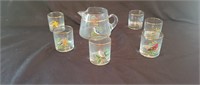 Vintage West Virginia Glass Pitcher and Tumblers