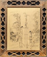 1930s Framed Asian Ladies & Vases Print