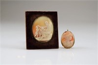 Two antique carved shell cameos