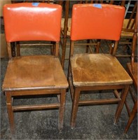 Orange Vinyl & Wood Chairs