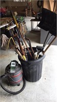 Shop Vac Trash Can of Garden Tools