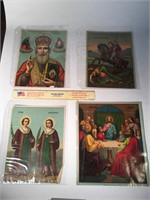 Lot of 4 Antique Religious Icon Lithographs