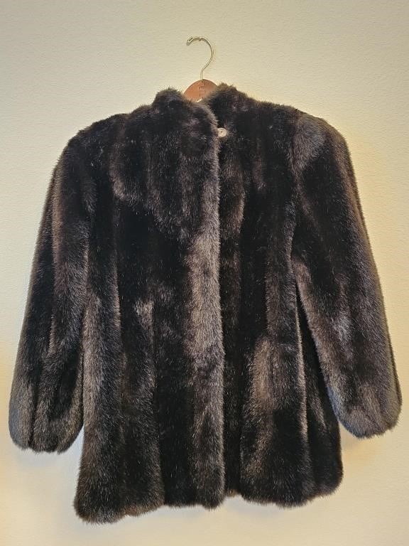 Ladies Brown Fur Short Coat, Size 6