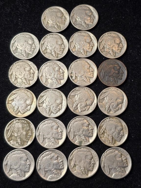 Various Dates Buffalo Nickels (22) 1915-1937 poor