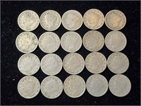 Various Dates Liberty Head V Nickels (20)....