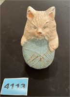 Cast Iron Cat W/Ball and String Doorstop