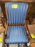 VINTAGE STYLE FABRIC AND WOOD ROCKER, APPEARS TO B