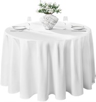 10pk 120 Round Polyester Tablecloth  White