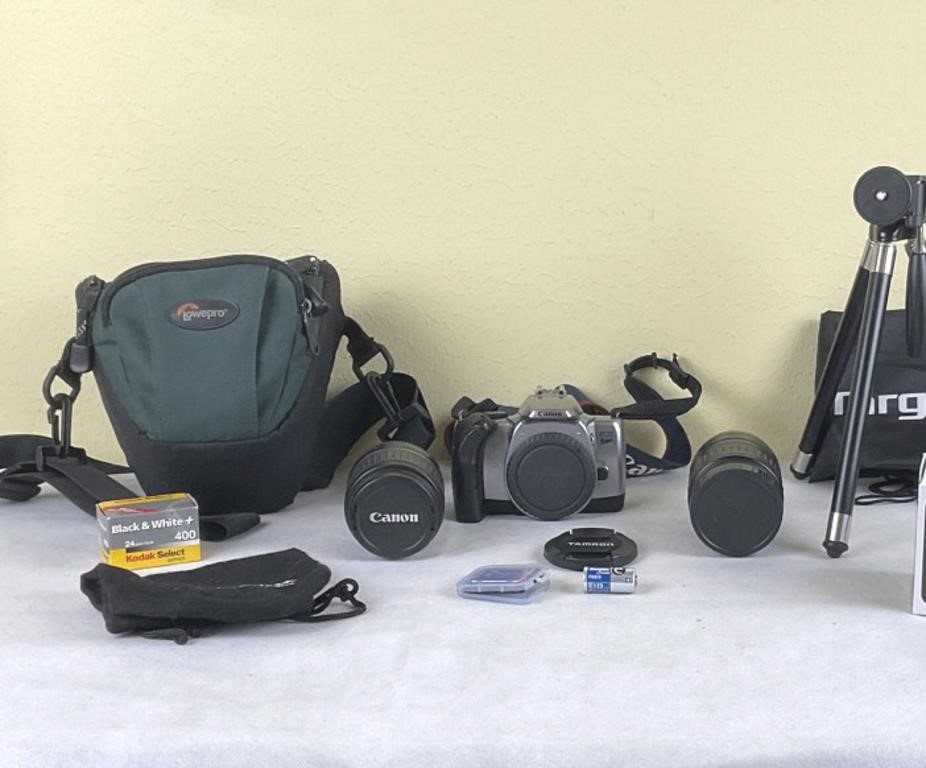 Canon EOS Rebel 35mm Camera and Lenses