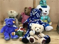 Box lot of 6 teddy  bears  Ty/ Colts misc.