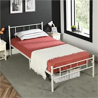 White Twin Bed Frame  No Box Spring  Rustic