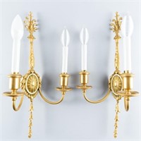 PAIR OF GILT BRASS SCONCES