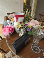 Items On Top Of Table Glassware Radio, Rabbit