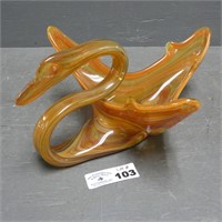 Hand Blown Art Glass Swan Dish