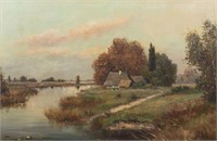 Bucolic Landscape Painting, Josef Krotter.