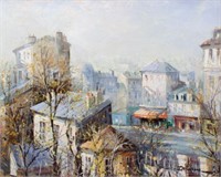 Paris Rooftops Oil Painting, Lucien Delarue.