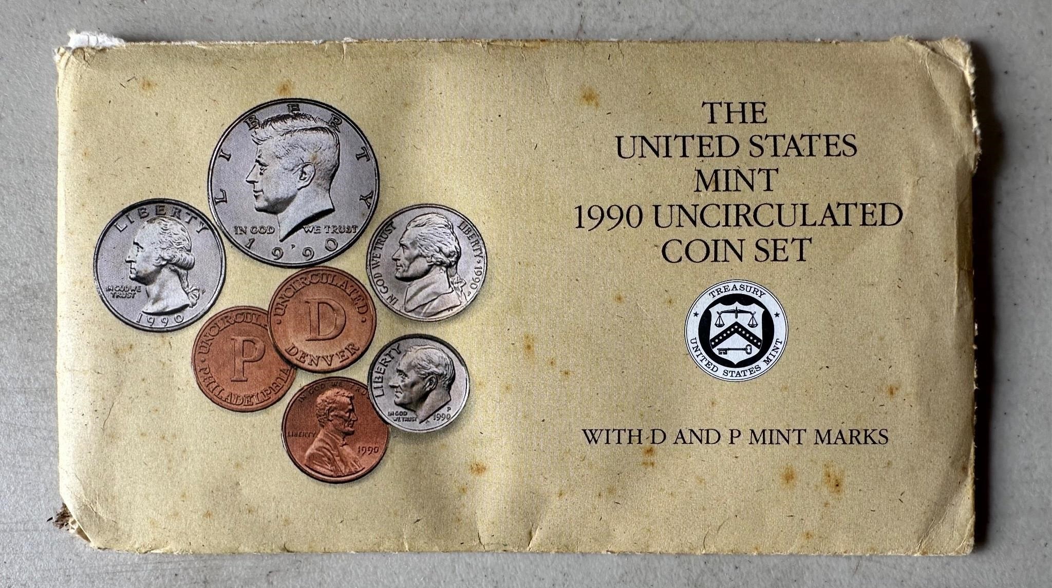 US Mint 1990 Uncirculated Coin Set