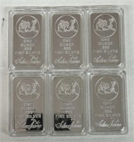 (6) 1oz SILVER SILVERTOWNE BARS