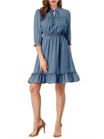 C404  Allegra K Layered Ruffle Hem Chiffon Dress