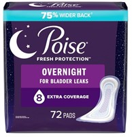 Poise Incontinence & Postpartum Pads, 8 Drop Overn