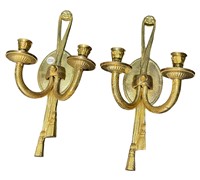 Pair of Brass Candelabra Sconces