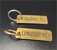 2 Brass Longboat Key Chains