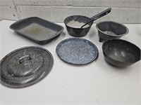 Grey Enamel Ware Lot