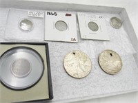7 coin mixed lot 3 cent nickels, 2 cent piece and