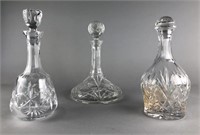 3 Cut Glass Crystal Decanters