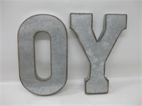 20.5" Tall "Y" & "O" Galvanized Metal Letters