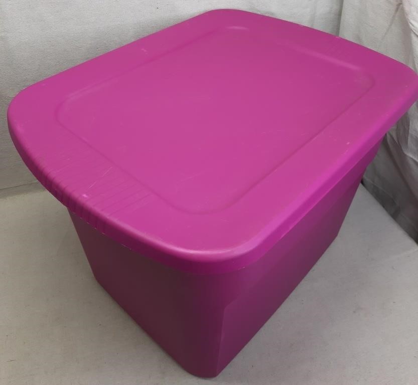 C12) Sterilite 18 Gallon Storage Tote Bin Box Pink