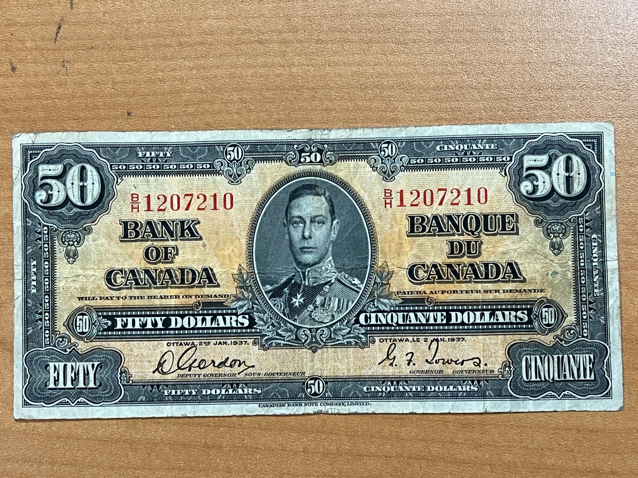 1937 Cdn $50 George VI Bank Note