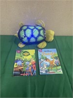 Disney books & light and sound turtle