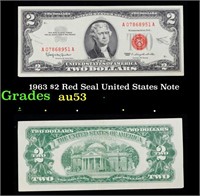 1963 $2 Red Seal United States Note Grades Select