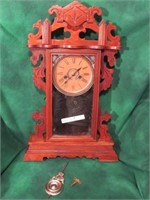 ANSONIA KITCHEN CLOCK W/ PENDULUM & KEY 1890S