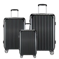 2 Pcs Hardside Luggage w/Lock Black (28" and 24")