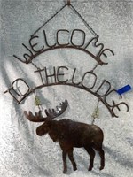 (H) Welcome To The Lodge hanging metal sign. 24