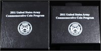 (2) 2011 PR ARMY COMM SETS OGP, SILV $1&CLAD 50C