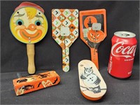 5 Halloween noisemakers.   Various makers, ages