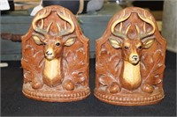 Pair of Wooden Deer Head Bookends