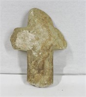 Primitive Carved Stone Cross 11"h