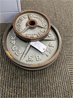 Cracked Metal Weight Plates 2 (45) LBs, 1 (25) Lbs