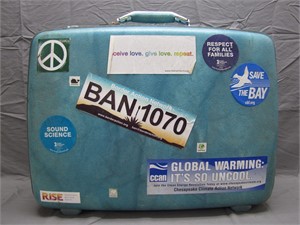 Vintage Hard Plastic, Sticker Decorated Suitcase