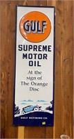 Metal Gulf Supreme Motor Oil Sign