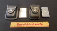 Pair of Vintage Zippo Lighters & Belt Holsters