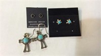 3 Pairs Native American Made Earrings