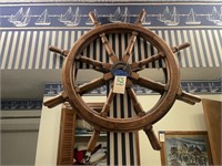 Wooden Ship Steering Wheel Deco 35" Dia