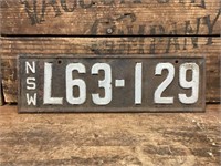 Original Vintage Pressed Metal NSW Plate L.63.129