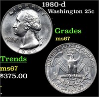 1980-d Washington Quarter 25c Grades GEM++ Unc